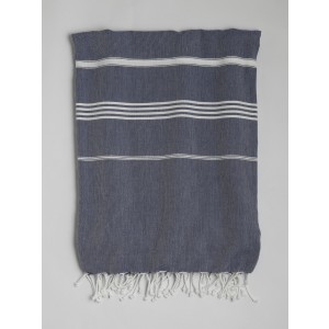 Marine-White Classic Large Turkish Towel