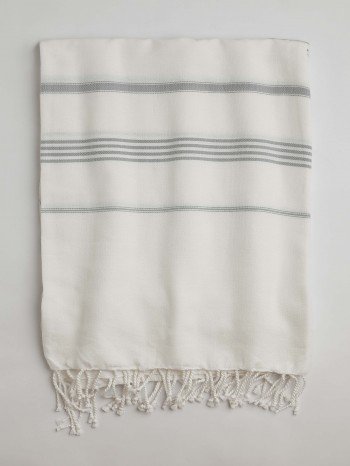 White-Grey Classic Large Turkish Towel