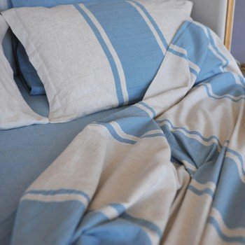 Blue Striped Linen Bedding Set