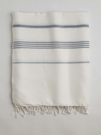 White-Jeans Blue Classic Large Turkish Towel