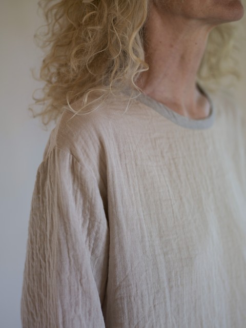 Taupe-Grey Muslin Long Sleeve Tee