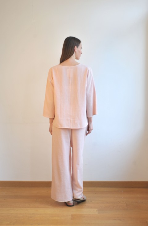 Blush SILE CROSS STITCHED TOP