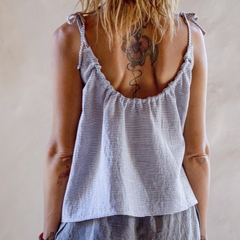 Bold Grey Striped Sile Slip Top