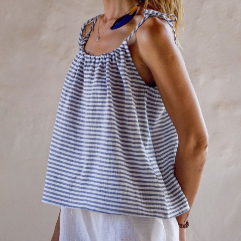 Bold Marine Striped Sile Slip Top