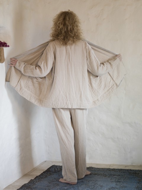 Taupe-Grey Muslin Cardigan