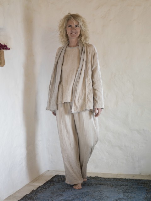 Taupe-Grey Muslin Cardigan