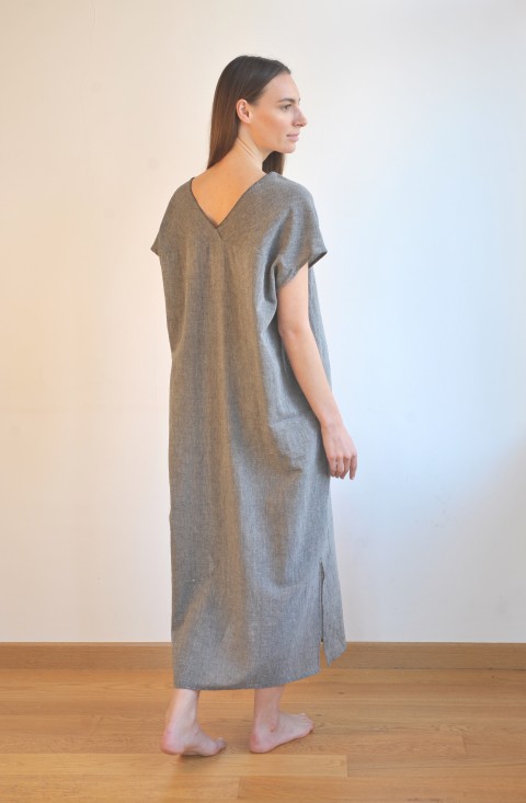 Charcoal Sile V Neck Caftan Dress