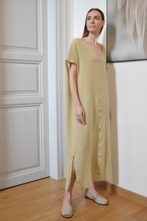 Olive Sile V Neck Caftan Dress