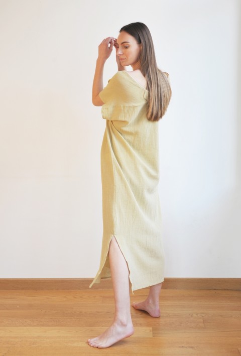 Olive Sile V Neck Caftan Dress