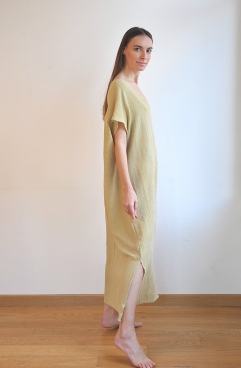 Olive Sile V Neck Caftan Dress