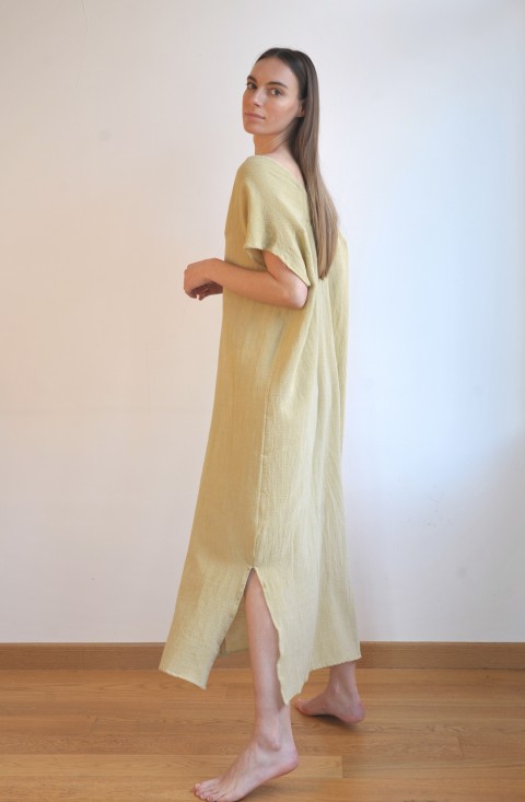 Olive Sile V Neck Caftan Dress