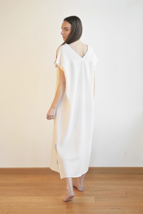 Off-White Sile V Neck Caftan Dress