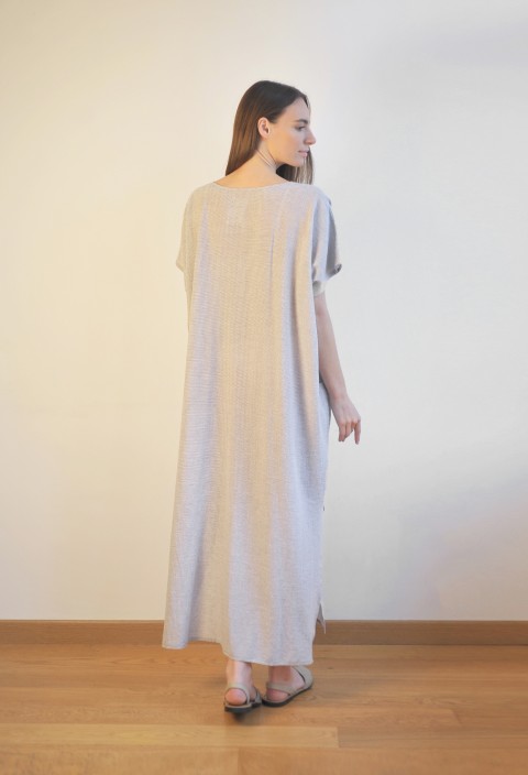 Grey Striped Sile Caftan