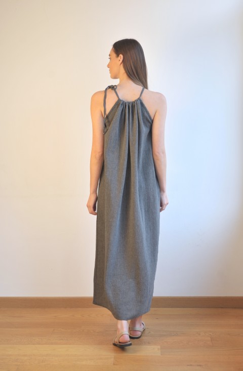 Charcoal Sile Halter Dress