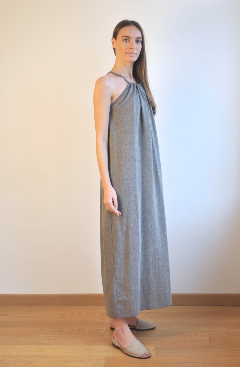 Charcoal Sile Halter Dress