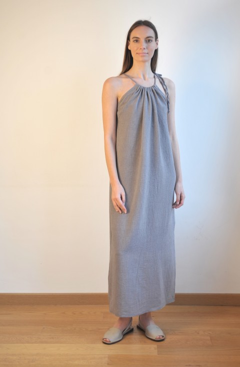 Grey Sile Halter Dress