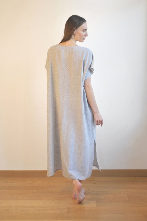 Grey Striped Sile Basic Dress