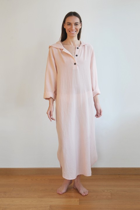 Blush Sile Hooded Caftan
