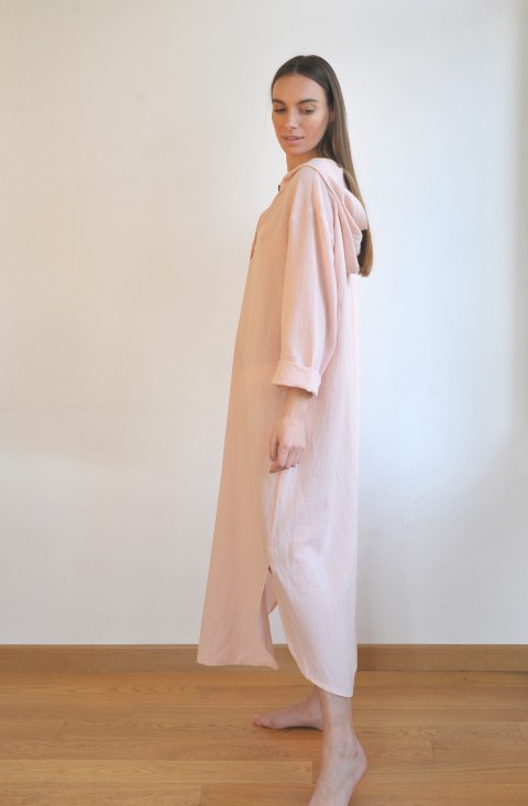 Blush Sile Hooded Caftan