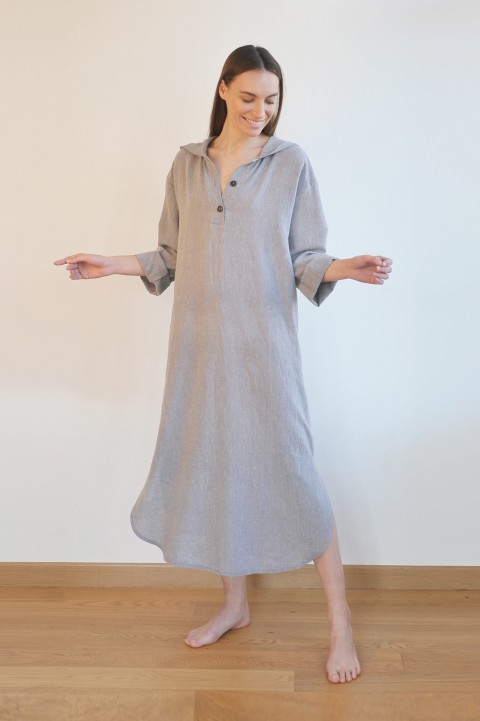 Grey Sile Hooded Caftan