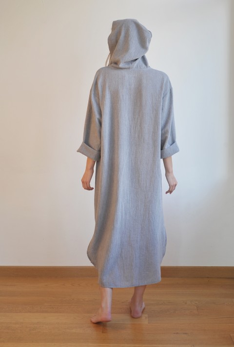 Grey Sile Hooded Caftan