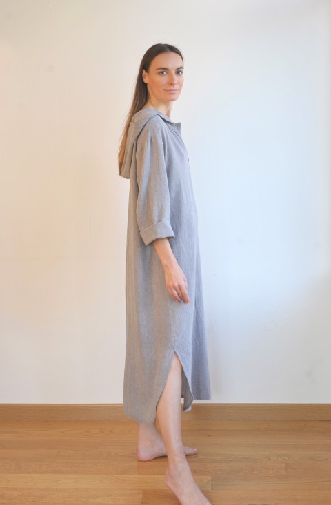 Grey Sile Hooded Caftan