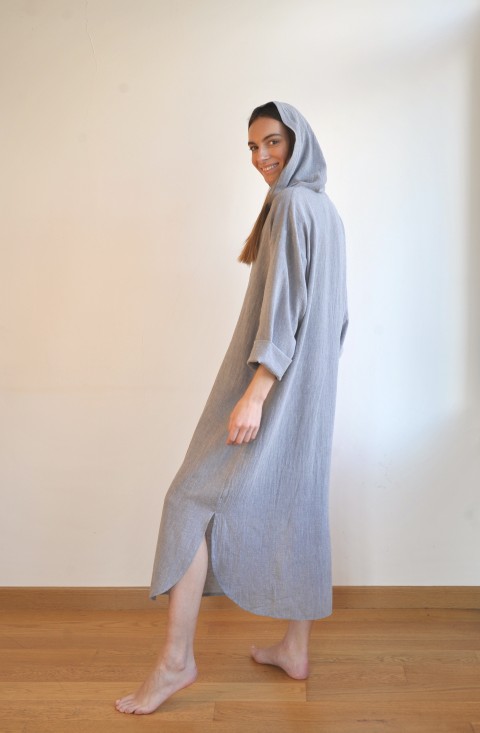 Grey Sile Hooded Caftan