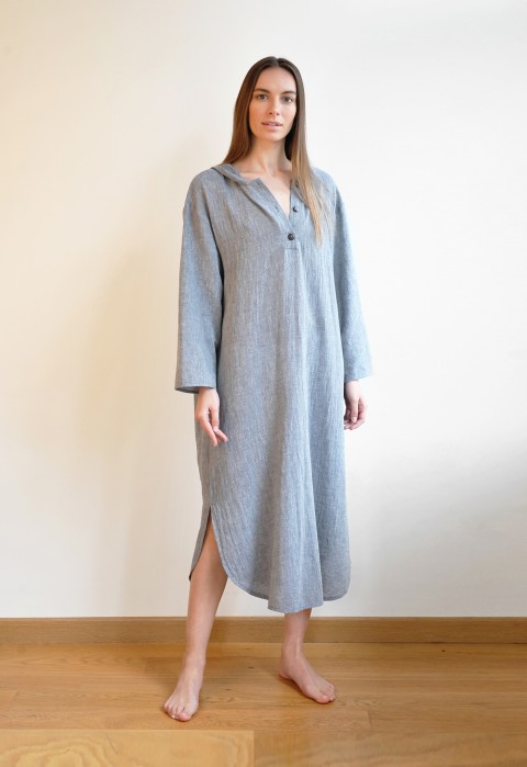 Marine Sile Hooded Caftan