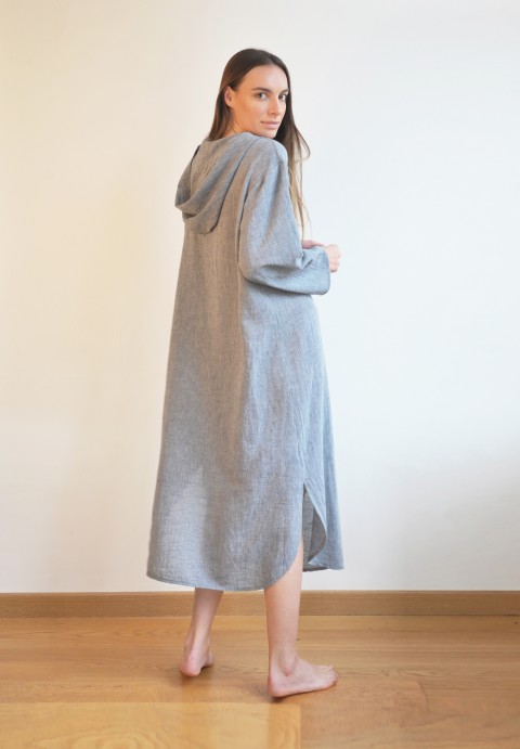 Marine Sile Hooded Caftan