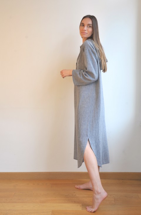 Marine Sile Hooded Caftan