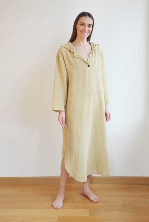 Olive Sile Hooded Caftan