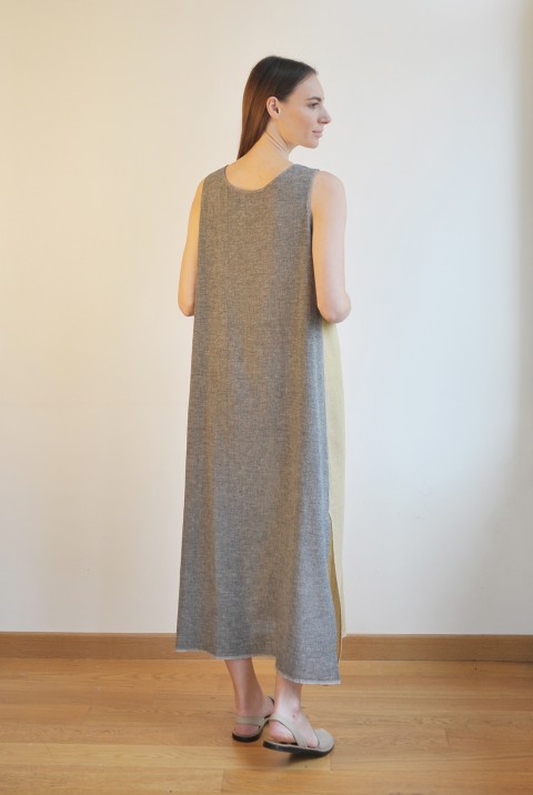 Charcoal / Olive SILE SLEEVELESS DRESS