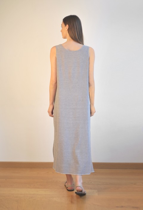 Grey / Grey Striped SILE SLEEVELESS DRESS