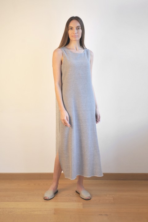 Grey / Grey Striped SILE SLEEVELESS DRESS