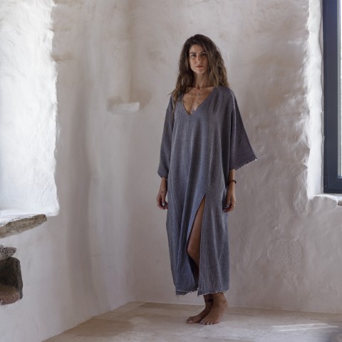 Charcoal Sile Maxi Caftan