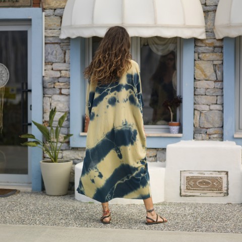 Indigo Tie-Dye Sile Maxi Caftan