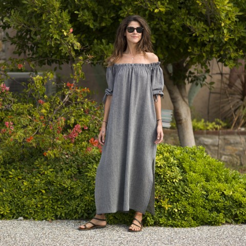 Charcoal Sile Off Shoulder Dress