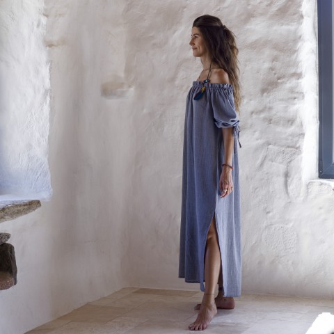 Marine Sile Off Shoulder Dress