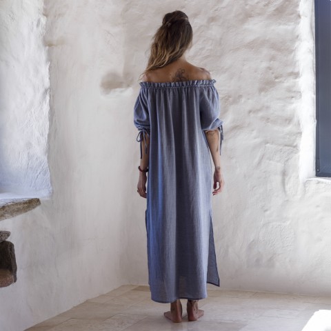 Marine Sile Off Shoulder Dress