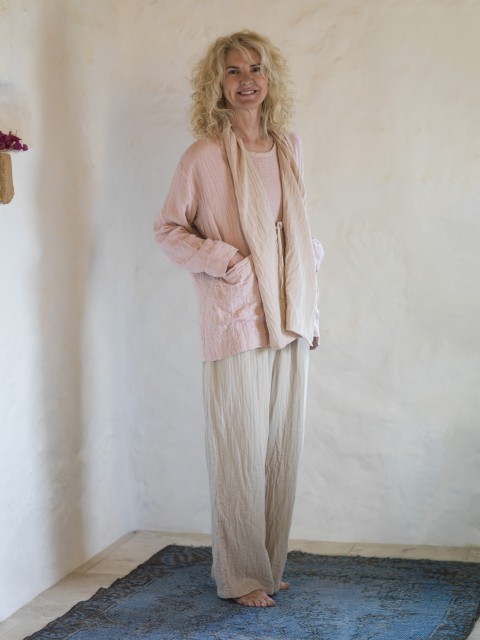 Blush-Taupe Muslin Cardigan