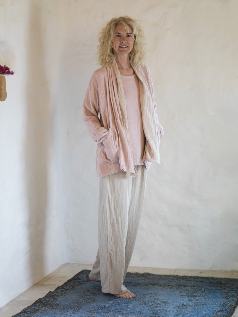 Blush-Taupe Muslin Cardigan