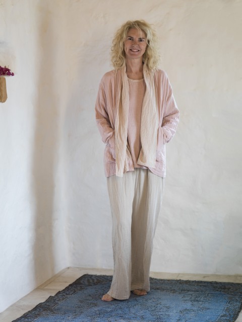 Blush-Taupe Muslin Cardigan