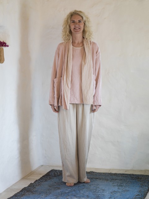 Blush-Taupe Muslin Cardigan