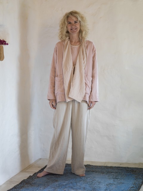 Blush-Taupe Muslin Cardigan