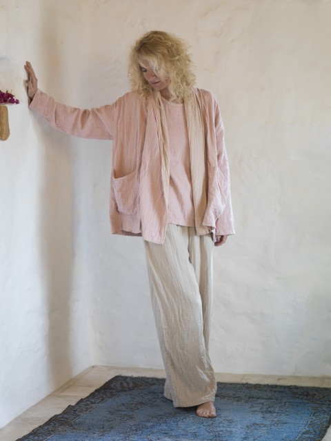 Blush-Taupe Muslin Cardigan