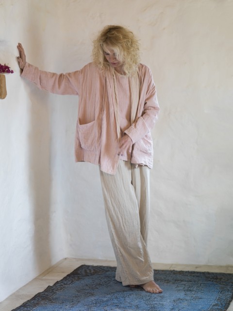 Blush-Taupe Muslin Cardigan