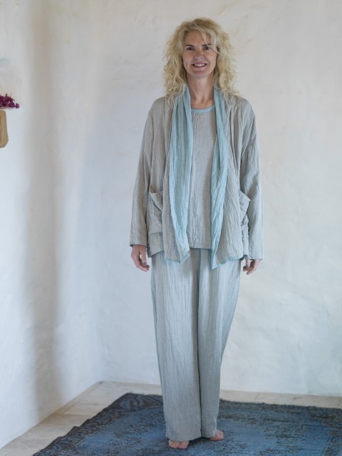 Grey-Turquoise Muslin Cardigan