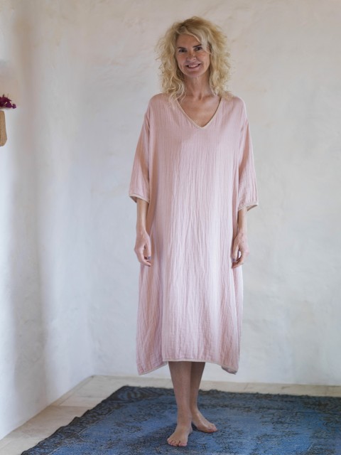 Blush-Taupe Muslin Long Dress