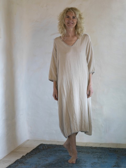 Taupe-Grey Muslin Long Dress