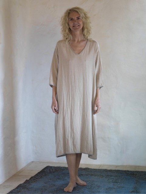 Taupe-Grey Muslin Long Dress